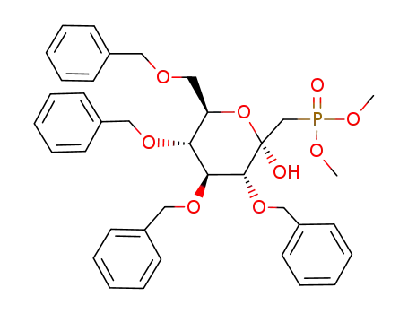 Molecular Structure of 140926-87-0 (3,4,5,7-Tetra-O-benzyl-1-deoxy-1-(dimethoxyphosphoryl)-α-D-gluco-2-heptulopyranose)