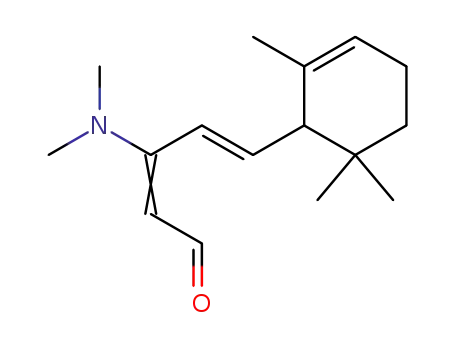 Molecular Structure of 220968-18-3 (3-dimethylamino-5-(2,6,6-trimethyl-2-cyclohexen-1-yl)-2,4-pentadienal)