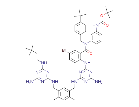 carbamic acid, <3-<N-<2-<<4-amino-6-<<<5-<<<4-amino-6-<(3,3-dimethylbutyl)amino>-1,3,5-triazin-2-yl>amino>methyl>-2,4-dimethylphenyl>methyl>amino>-1,3,5-triazin-2-yl>amino>-5-bromobenzoyl>-N-<<4-(1,1-dimethylethyl)phenyl>methyl>amino>phenyl>-, 1,1-di...
