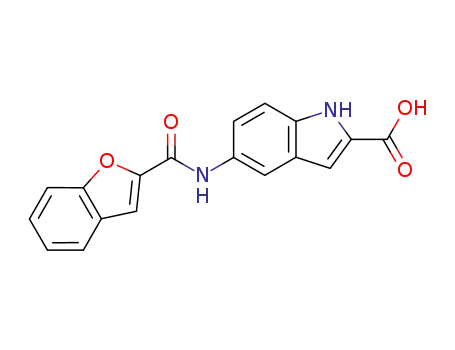 Molecular Structure of 110314-42-6 (5-[(BENZOFURAN-2-YLCARBONYL)AMINO]INDOLE-2-CARBOXYLIC ACID)