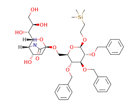 (1R,3R,4R,8S)-8-Hydroxy-3-((1R,2R)-1,2,3-trihydroxy-propyl)-1-[(2R,3R,4S,5R,6R)-3,4,5-tris-benzyloxy-6-(2-trimethylsilanyl-ethoxy)-tetrahydro-pyran-2-ylmethoxy]-2-oxa-5-aza-bicyclo[2.2.2]octan-6-one