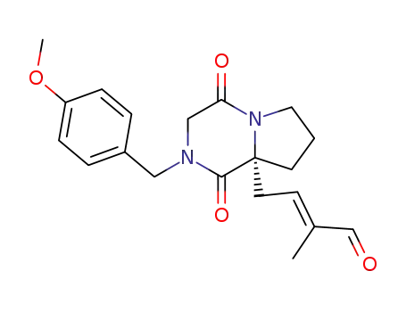 Molecular Structure of 124339-51-1 (6-<(2E)-4-keto-3-methylbut-2-enyl>-2,5-diketo-4-(4-methoxybenzyl)-1,4-diazabicyclo<4.3.0>nonane)