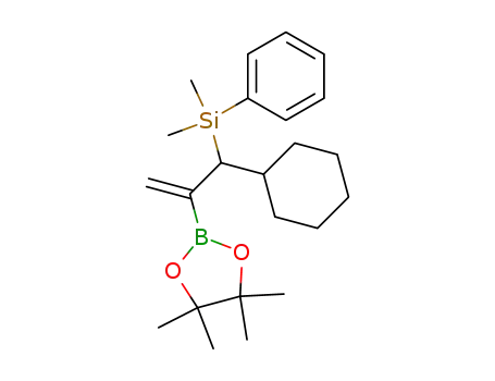 Molecular Structure of 252062-23-0 (3-cyclohexyl-3-(dimethylphenylsilyl)-2-(4,4,5,5-tetramethyl-1,3,2-dioxaborolan-2-yl)-1-propene)