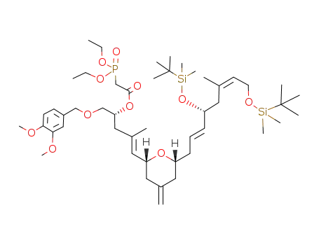 (Diethoxy-phosphoryl)-acetic acid (E)-(R)-4-{(2R,6R)-6-[(2E,6Z)-(R)-4,8-bis-(tert-butyl-dimethyl-silanyloxy)-6-methyl-octa-2,6-dienyl]-4-methylene-tetrahydro-pyran-2-yl}-1-(3,4-dimethoxy-benzyloxymethyl)-3-methyl-but-3-enyl ester