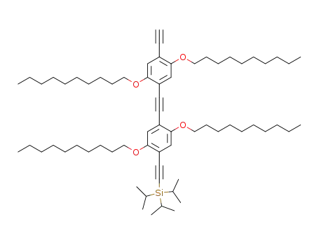 Molecular Structure of 736179-70-7 (4-[2',5'-bis(decyloxy)-4'-ethynylphenylethynyl]-2,5-bis(decyloxy)phenylethynyl-triisopropylsilane)