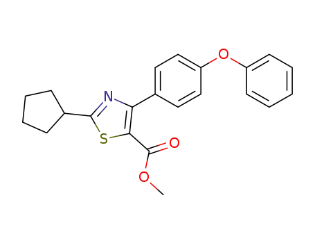 Molecular Structure of 952330-68-6 (methyl 2-cyclopentyl-4-(4-phenoxyphenyl)thiazole-5-carboxylate)