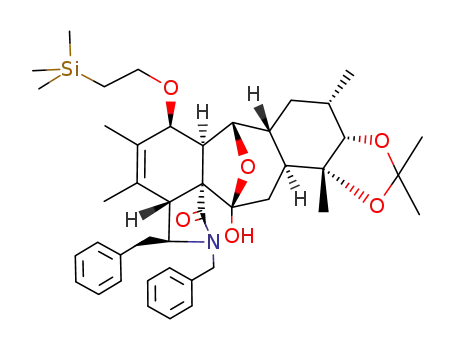 (1S,2R,3S,5R,6R,7S,8R,10R,11S,14R,15S,18R)-13,14-dibenzyl-18-(2-(trimethylsilyl)ethoxy)-6,7,10-trihydroxy-5,7,16,17-tetramethyl-12-oxo-13-aza-19-oxapentacyclo<9.7.0<sup>2,10</sup>.0<sup>3,8</sup>.0<sup>11,15</sup>>nonadec-16-ene 6,7-acetonide