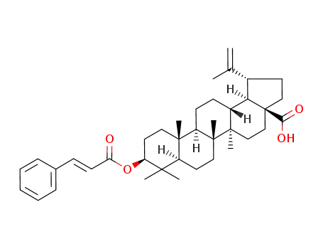 Molecular Structure of 267219-69-2 ((1R,3aS,5aR,5bR,7aR,9R,11aR,11bR,13aR,13bR)-9-(cinnamoyloxy)-5a,5b,8,8,11a-pentamethyl-1-(prop-1-en-2-yl)icosahydro-3aH-cyclopenta[a]chrysene-3a-carboxylic acid)
