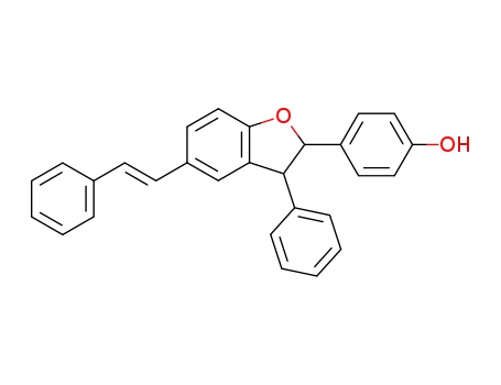 Molecular Structure of 63877-77-0 (Phenol, 4-[2,3-dihydro-3-phenyl-5-(2-phenylethenyl)-2-benzofuranyl]-)