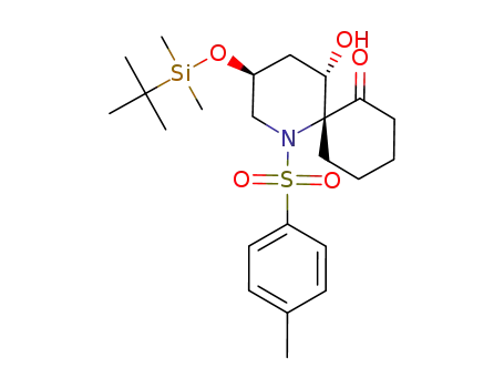 1-Azaspiro[5.5]undecan-7-one,
3-[[(1,1-dimethylethyl)dimethylsilyl]oxy]-5-hydroxy-1-[(4-methylphenyl)sulf
onyl]-, (3S,5S,6R)-
