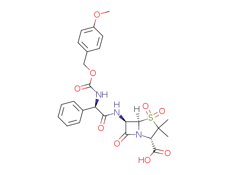 (2S,5R,6R)-6-[(R)-2-(4-Methoxy-benzyloxycarbonylamino)-2-phenyl-acetylamino]-3,3-dimethyl-4,4,7-trioxo-4λ<sup>6</sup>-thia-1-aza-bicyclo[3.2.0]heptane-2-carboxylic acid
