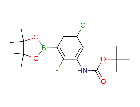 Molecular Structure of 1269440-69-8 (CarbaMic acid, N-[5-chloro-2-fluoro-3-(4,4,5,5-tetraMethyl-1,3,2-dioxaborolan-2-yl)phenyl]-, 1,1-diMethylethyl ester)