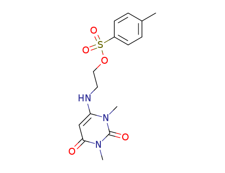 Molecular Structure of 130634-04-7 (2,4(1H,3H)-Pyrimidinedione,
1,3-dimethyl-6-[[2-[[(4-methylphenyl)sulfonyl]oxy]ethyl]amino]-)