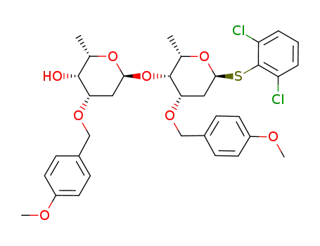 2,6-dichlorophenyl<2,6-dideoxy-3-O-(4-methoxybenzyl)-α-L-galactopyranosyl>-(1->4)-2,6-dideoxy-3-O-(4-methoxybenzyl)-1-thio-α-L-galactopyranoside
