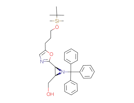 Molecular Structure of 647028-85-1 (2-Aziridinemethanol,
3-[5-[3-[[(1,1-dimethylethyl)dimethylsilyl]oxy]propyl]-2-oxazolyl]-1-(triphen
ylmethyl)-, (2R,3S)-)