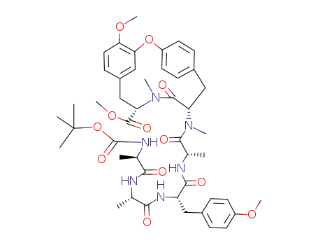 BOC-D-alanyl-L-alanyl-O-methyl-L-tyrosyl-L-alanyl-N-methyl-L-tyrosyl-N,O<sup>4</sup>-dimethyl-L-tyrosine cyclic 5<sup>4</sup><*>6<sup>3</sup> ether, methyl ester