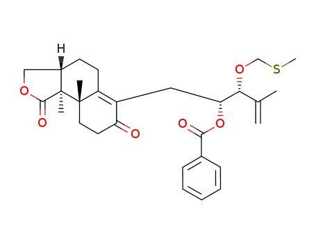 Benzoic acid (1R,2R)-1-((3aR,9aS,9bS)-9a,9b-dimethyl-1,7-dioxo-1,3,3a,4,5,7,8,9,9a,9b-decahydro-naphtho[1,2-c]furan-6-ylmethyl)-3-methyl-2-methylsulfanylmethoxy-but-3-enyl ester