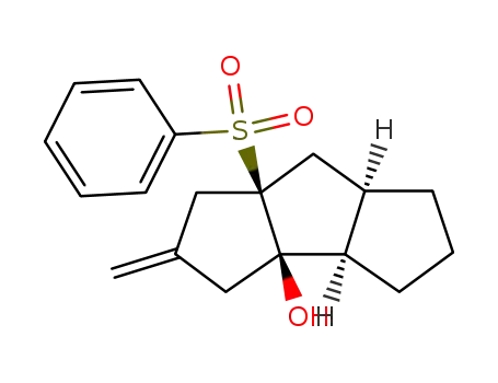 Molecular Structure of 74532-67-5 ((3aR,3bR,6aR,7aR)-7a-Benzenesulfonyl-2-methylene-decahydro-cyclopenta[a]pentalen-3a-ol)
