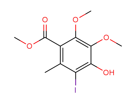 Molecular Structure of 127761-05-1 (methyl 4-hydroxy-5-iodo-2,3-dimethoxy-6-methylbenzoate)