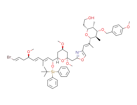 2-((2R,3S,4S,5R,6R)-6-((E)-1-(2-(((2S,4R,6R)-6-((1R,2E,4E,6R,8E)-9-bromo-1-(tert-butyldiphenylsilanyloxy)-6-methoxy-3-methylnona-2,4,8-trienyl)-2,4-dimethoxytetrahydro-2H-pyran-2-yl)methyl)oxazol-4-yl)prop-1-en-2-yl)-4-(4-methoxybenzyloxy)-3,5-dimethyltetrahydro-2H-pyran-2-yl)ethanol