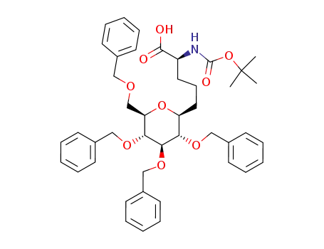 Molecular Structure of 213828-88-7 (6,10-anhydro-7,8,9,11-tetra-O-benzyl-2,3,4,5-tetradeoxy-2-(tert-butoxycarbonylamino)-D-erythro-L-galacto-undeconic acid)