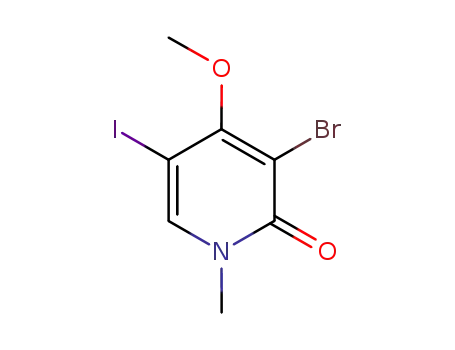 Molecular Structure of 920490-71-7 (3-broMo-5-iodo-4-Methoxy-1-Methylpyridin-2(1H)-one)