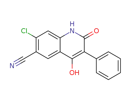 Molecular Structure of 910249-27-3 (6-Quinolinecarbonitrile, 7-chloro-1,2-dihydro-4-hydroxy-2-oxo-3-phenyl-)