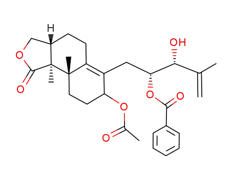 Benzoic acid (1R,2R)-1-((3aR,9aS,9bS)-7-acetoxy-9a,9b-dimethyl-1-oxo-1,3,3a,4,5,7,8,9,9a,9b-decahydro-naphtho[1,2-c]furan-6-ylmethyl)-2-hydroxy-3-methyl-but-3-enyl ester