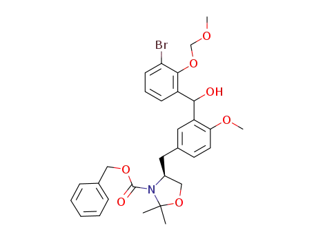(S)-4-{3-[(3-Bromo-2-methoxymethoxy-phenyl)-hydroxy-methyl]-4-methoxy-benzyl}-2,2-dimethyl-oxazolidine-3-carboxylic acid benzyl ester