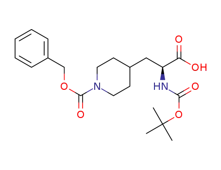 Molecular Structure of 368866-15-3 ((S)-3-(1-((benzyloxy)-carbonyl)piperidin-4-yl)-2-((tert-butoxycarbonyl)amino)propanoic acid)