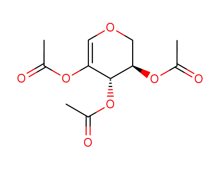 Molecular Structure of 14125-76-9 (1,5-anhydro-2,3,4-tri-O-acetyl-D-threo-pent-1-enitol)