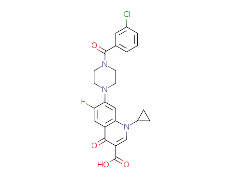 Molecular Structure of 372184-83-3 (3-Quinolinecarboxylic acid, 7-[4-(3-chlorobenzoyl)-1-piperazinyl]-1-cyclopropyl-6-fluoro-1,4-dihydro-4-oxo-)