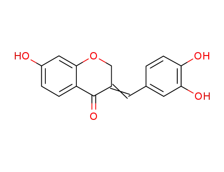 Molecular Structure of 112458-02-3 (4H-1-Benzopyran-4-one,3-[(3,4-dihydroxyphenyl)methylene]-2,3-dihydro-7-hydroxy- (9CI))
