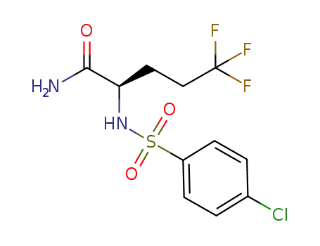 Molecular Structure of 1146699-67-3 (PentanaMide, 2-[[(4-chlorophenyl)sulfonyl]aMino]-5,5,5-trifluoro-, (2R)-)