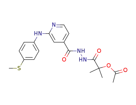 Molecular Structure of 1005206-12-1 (1,1-dimethyl-2-[2-[2-[[4-(methylthio)phenyl]amino]isonicotinoyl]hydrazino]-2-oxoethyl acetate)
