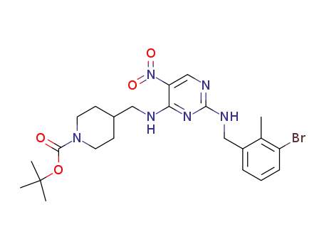 4-{[2-(3-bromo-2-methyl-benzylamino)-5-nitro-pyrimidin-4-ylamino]-methyl}-piperidine-1-carboxylic acid tert-butyl ester