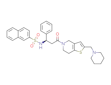 (R)-N-(3-oxo-1-phenyl-3-(2-(piperidin-1-ylmethyl)-6,7-dihydrothieno[3,2-c]pyridin-5(4H)-yl)propyl)naphthalene-2-sulfonamide