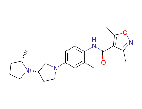 Molecular Structure of 1146414-30-3 (3,5-dimethyl-isoxazole-4-carboxylic acid [2-methyl-4-(2(2S)-methyl-[1,3'(3'S)]bipyrrolidinyl-1'-yl)-phenyl]-amide)