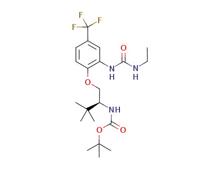 Molecular Structure of 1195974-21-0 ((S)-tert-butyl 1-(2-(3-ethylureido)-4-(trifluoromethyl)phenoxy)-3,3-dimethylbutan-2-ylcarbamate)
