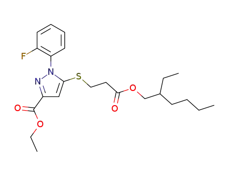 Molecular Structure of 1138037-00-9 (ethyl 5-({3-[(2-ethylhexyl)oxy]-3-oxopropyl}thio)-1-(2-fluorophenyl)-1H-pyrazole-3-carboxylate)