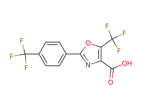 Molecular Structure of 886497-47-8 (5-(TRIFLUOROMETHYL)-2-[4-(TRIFLUOROMETHYL)PHENYL]-1,3-OXAZOLE-4-CARBOXYLICACID)