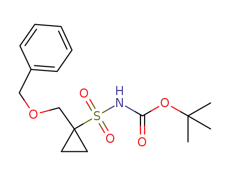 Molecular Structure of 1108658-29-2 (N-Boc-1-benzyloxymethyl-cyclopropanesulfonic acid amide)