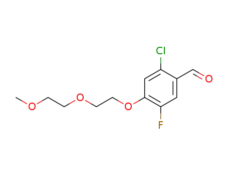 Molecular Structure of 1036383-26-2 (2-chloro-5-fluoro-4-[2-(2-methoxy-ethoxy)-ethoxy]-benzaldehyde)