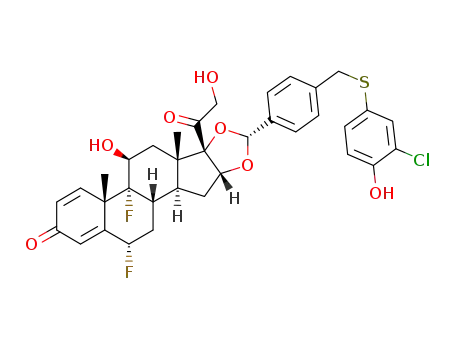 (4aS,4bR,5S,6aS,6bS,8R,9aR,10aS,10bS,12S)-8-(4-{[(3-chloro-4-hydroxyphenyl)thio]methyl}phenyl)-4b,12-difluoro-6b-glycoloyl-5-hydroxy-4a,6a-dimethyl-4a,4b,5,6,6a,6b,9a,10,10a,10b,11,12-dodecahydro-2H-naphtho[2',1':4,5]indeno[1,2-d][1,3]dioxol-2-one
