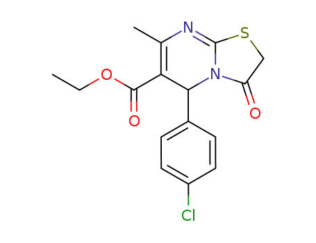 Molecular Structure of 181058-43-5 (ethyl 5-(4-chlorophenyl)-7-methyl-3-oxo-3,5-dihydro-2H-thiazolo[3,2-a]pyrimidine-6-carboxylate)