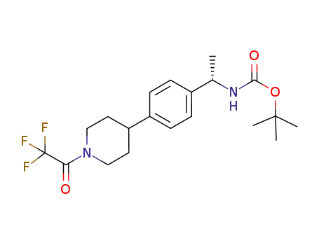 Molecular Structure of 878805-77-7 (Carbamic acid, [(1S)-1-[4-[1-(trifluoroacetyl)-4-piperidinyl]phenyl]ethyl]-,
1,1-dimethylethyl ester)