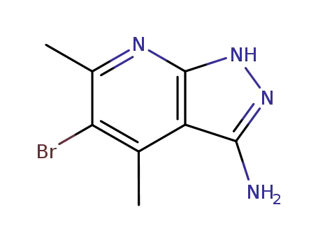 Molecular Structure of 42951-65-5 (5-BROMO-4,6-DIMETHYL-1H-PYRAZOLO[3,4-B]PYRIDIN-3-AMINE)