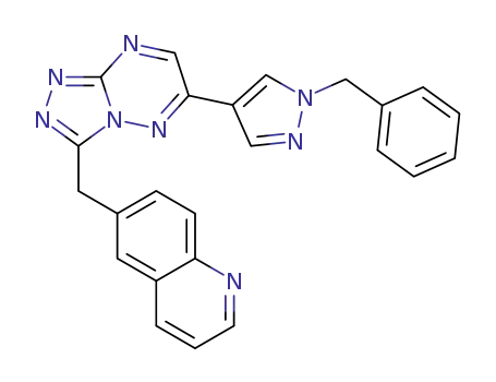 Molecular Structure of 1380344-40-0 (6-((6-(1-benzyl-1H-pyrazol-4-yl)-[1,2,4]triazolo[4,3-b][1,2,4]triazin-3-yl)methyl)quinoline)