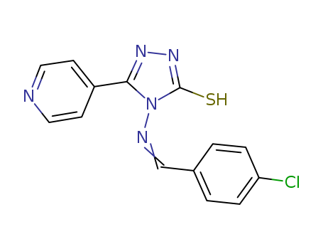 Molecular Structure of 133847-01-5 (3H-1,2,4-Triazole-3-thione,
4-[[(4-chlorophenyl)methylene]amino]-2,4-dihydro-5-(4-pyridinyl)-)