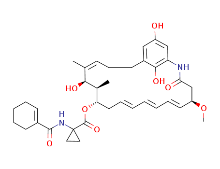 Cyclopropanecarboxylic acid, 1-[(1-cyclohexen-1-ylcarbonyl)amino]-, (6E,8E,10E,16Z)-15,22,24-trihydroxy-5-methoxy-14,16-dimethyl-3-oxo- 2-azabicyclo[18.3.1]tetracosa-1(24),6,8,10,16,20,22-heptaen-13-y